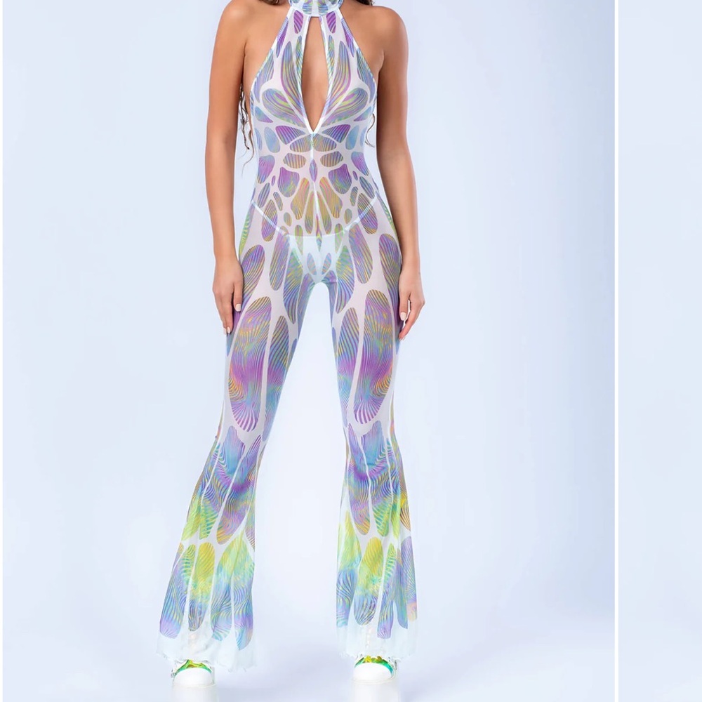 Badinka Myriad Mesh Halter Jumpsuit